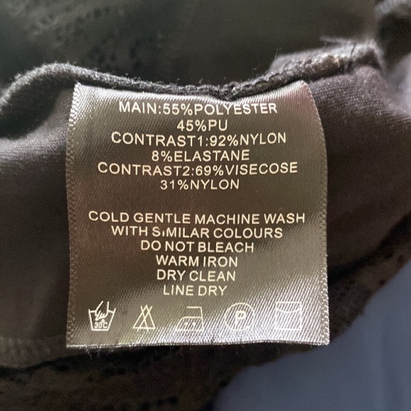 MANIERE DE VOIR UK BLACK BODYSUIT FAUX LEATHER ACCENTS INTIMATES 14 US 10 NEW - Picture 7 of 7